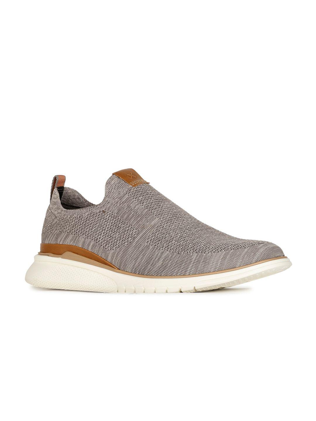 hush puppies men grey woven design slip-on sneakers