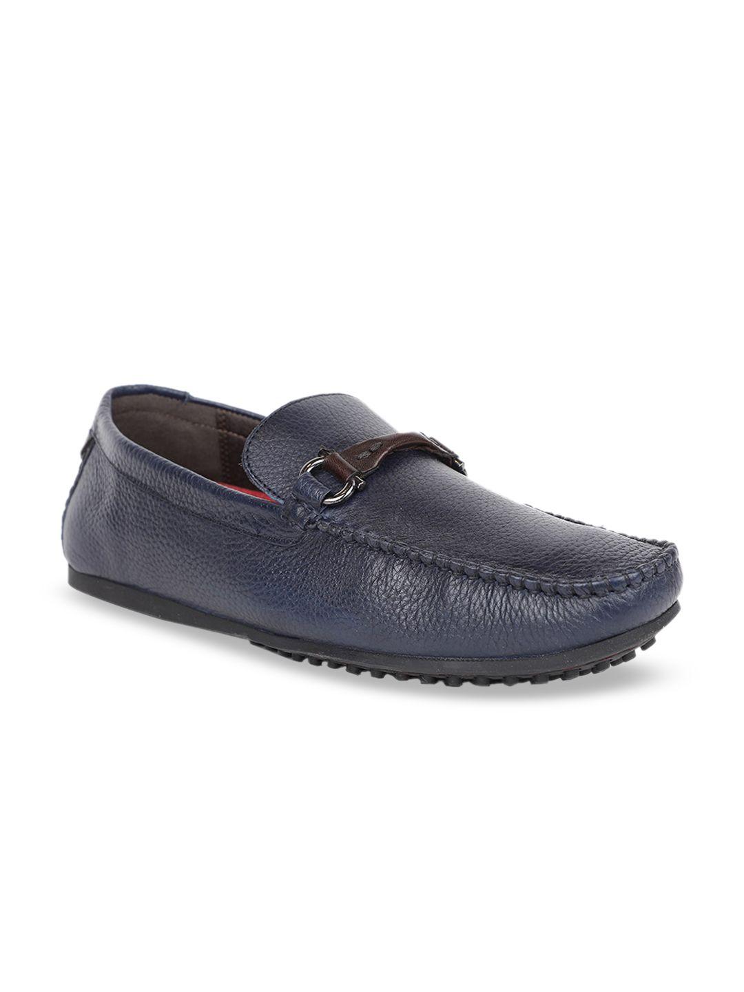 hush puppies men navy blue leather loafers
