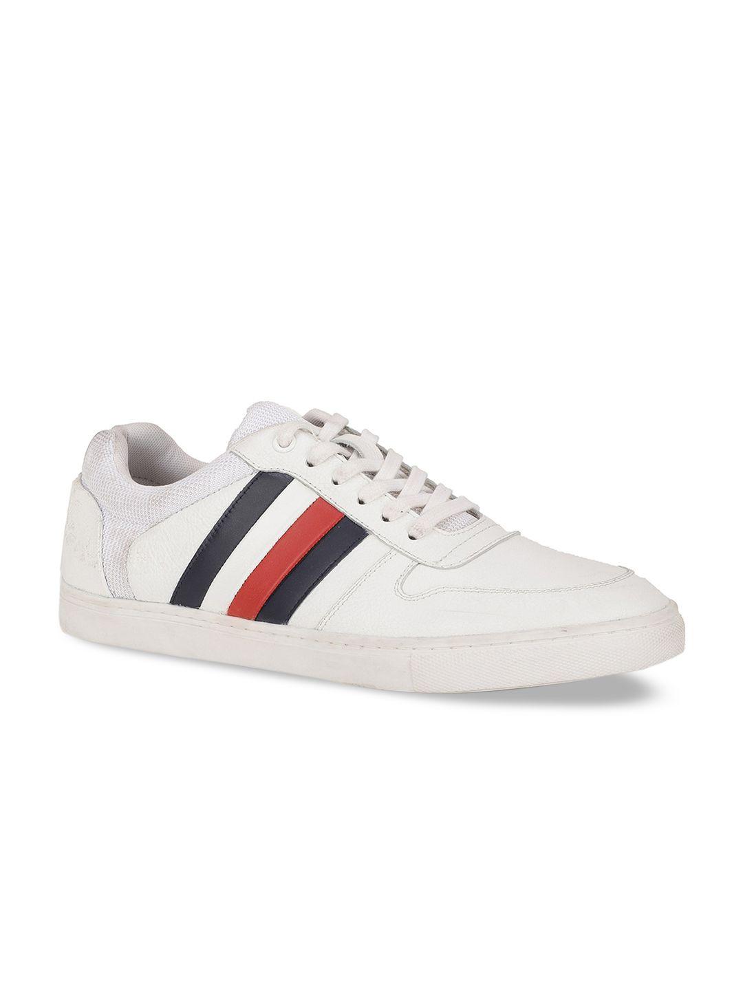 hush puppies men white striped leather sneakers