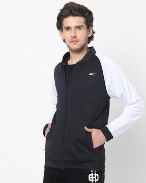 hustle zip-front track jacket with raglan sleeves