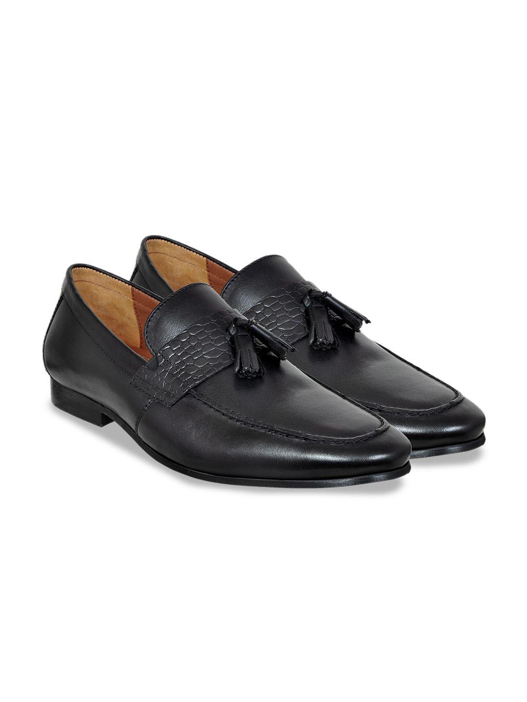 hx london men textured leather formal loafers