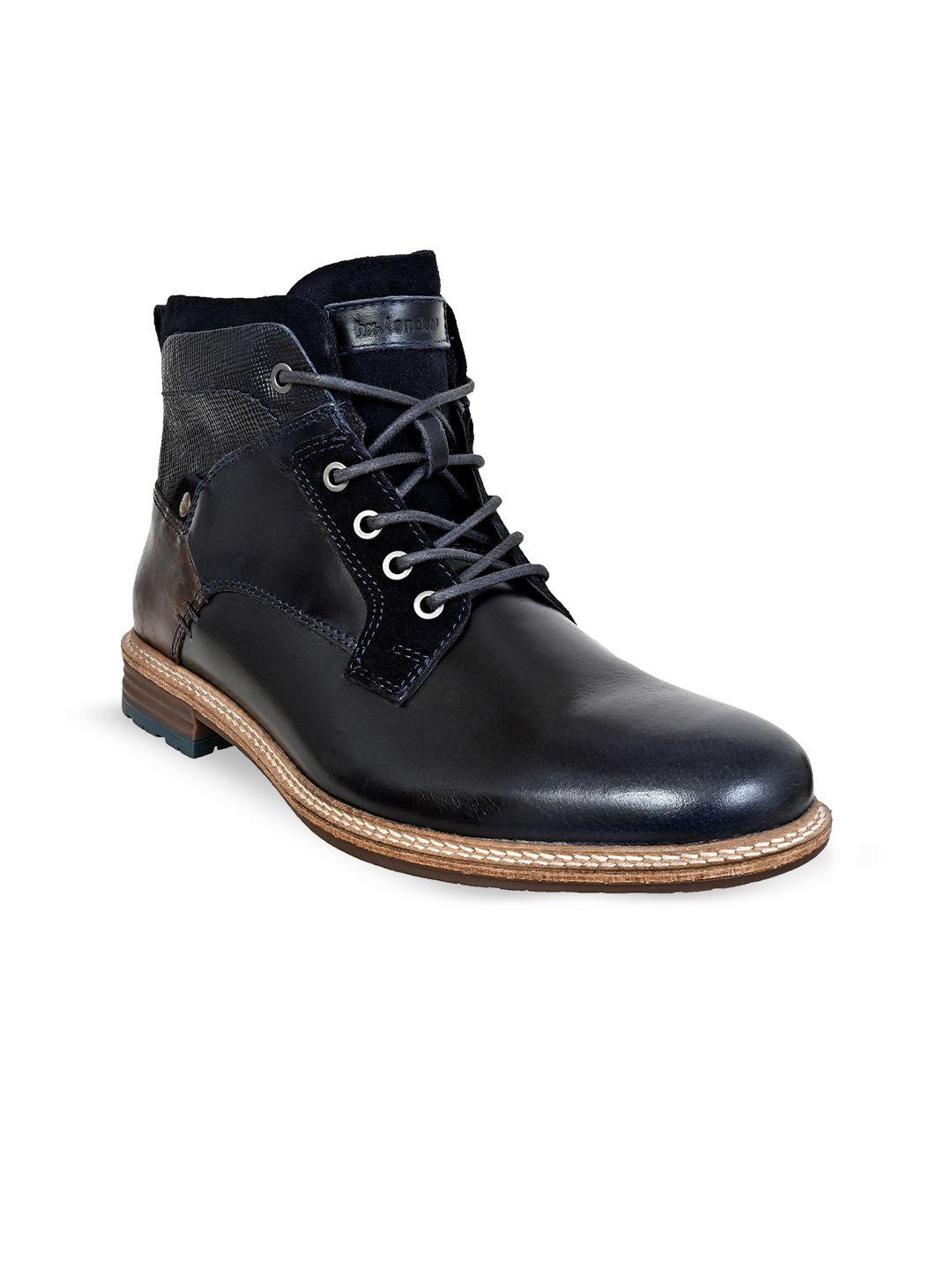 hx london men mid top leather biker boots