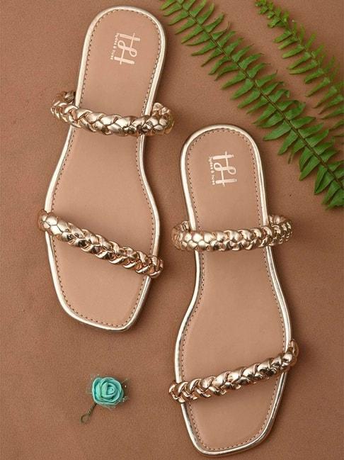 hydes n hues women's rose gold casual sandals