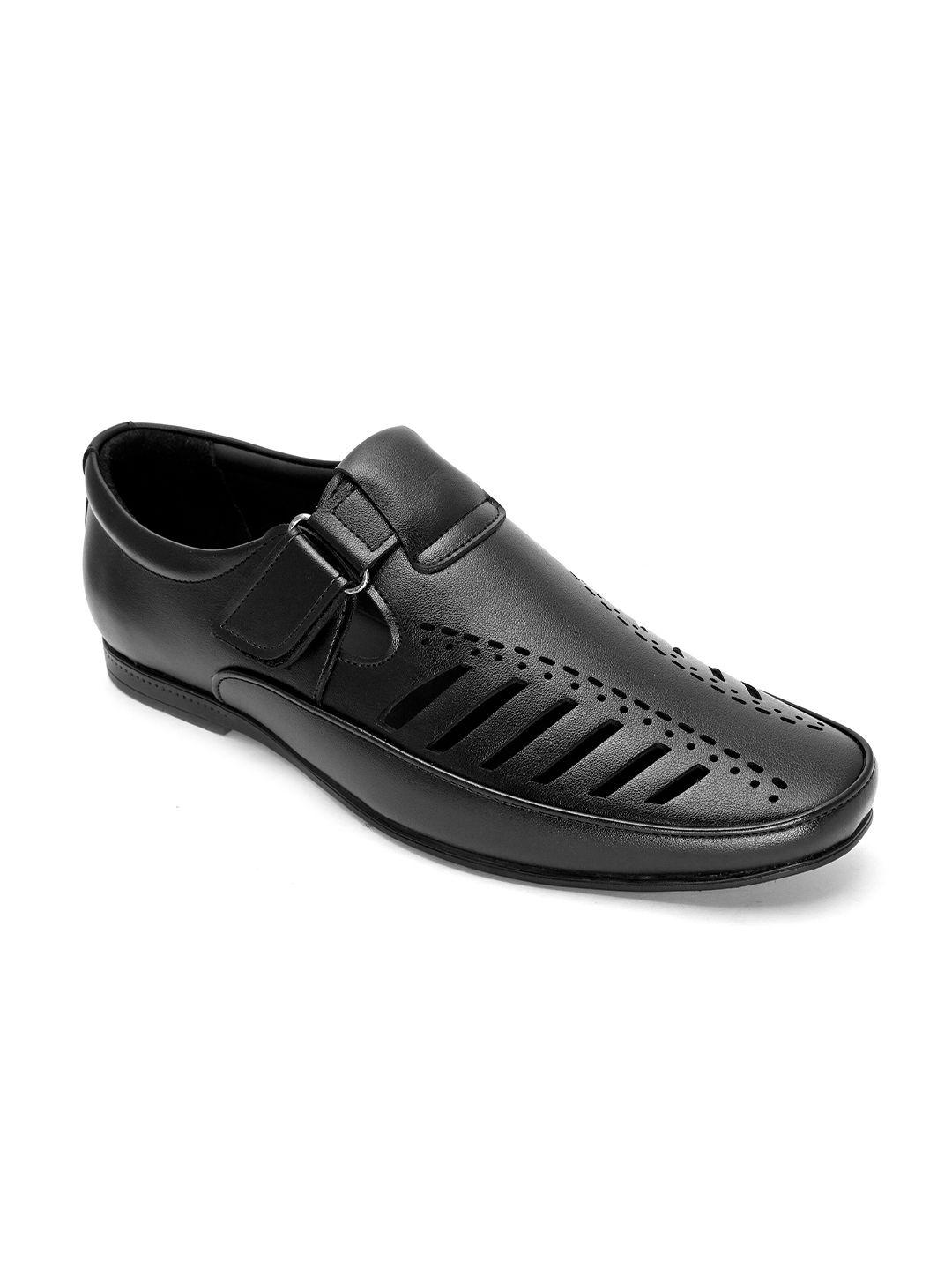 hydes n hues men black shoe-style sandals