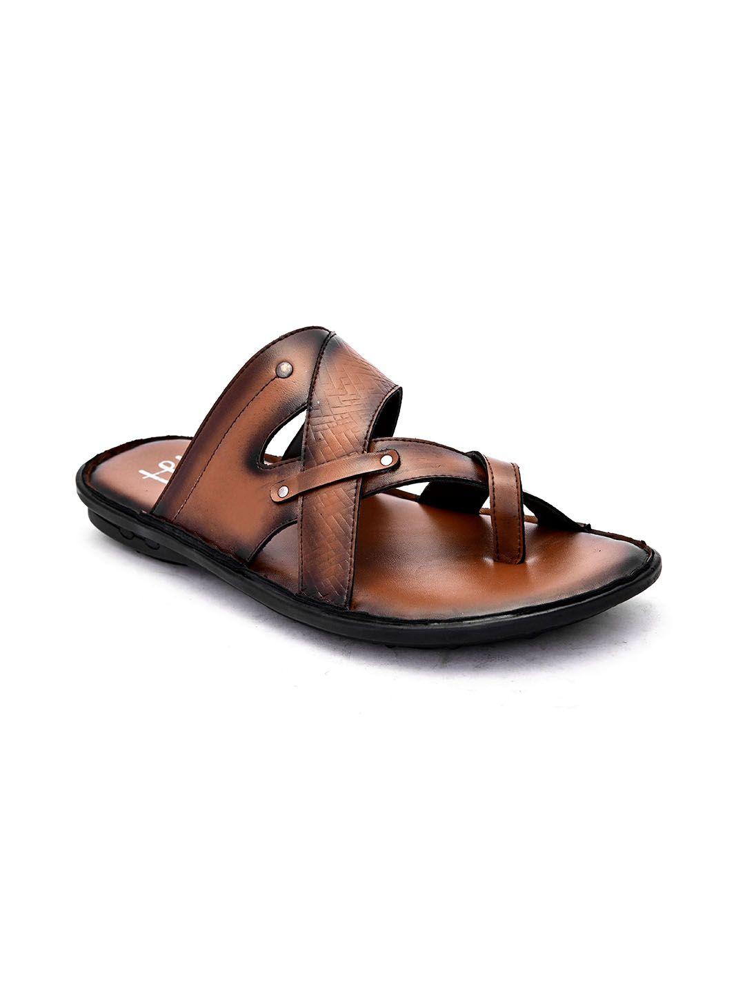 hydes n hues men tan brown & black comfort sandals