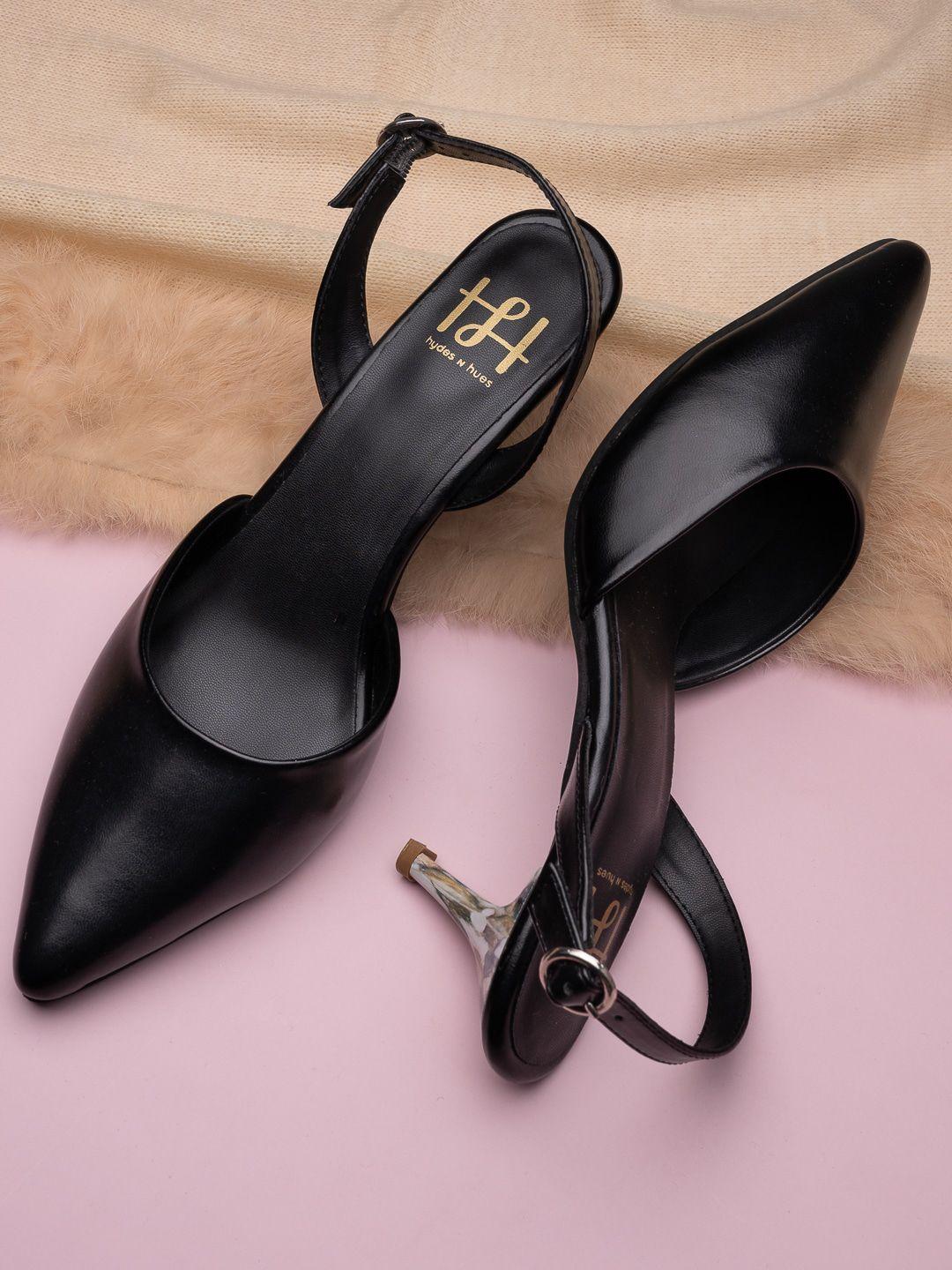 hydes n hues pointed toe kitten heel mules with buckles