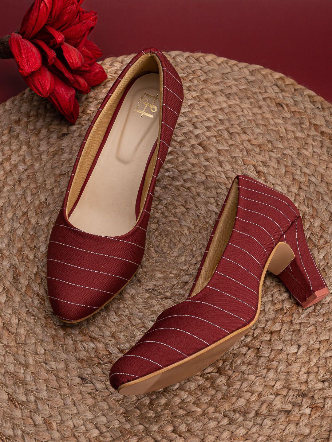 hydes n hues red striped block pumps