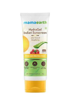 hydra gel indian sunscreen spf 50 pa+++ with aloe vera & raspberry for sun protection