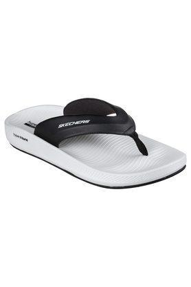 hyper slide - simplex synthetic leather regular slipon mens flip flops - black