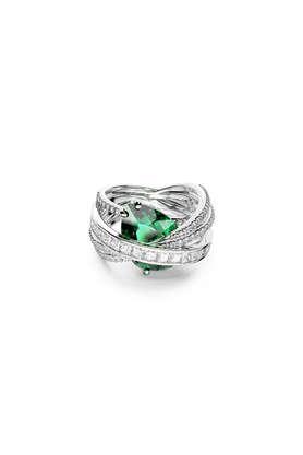 hyperbola cocktail ring carbon neutral zirconia mixed cuts four bands green rhodium plated