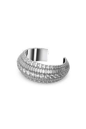 hyperbola cuff mixed cuts white rhodium plated