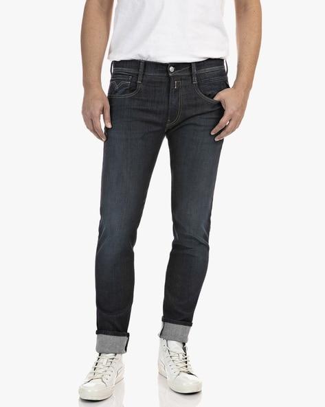 hyperflex re-used heavily washed slim fit jeans