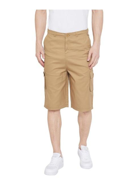 hypernation beige regular fit shorts