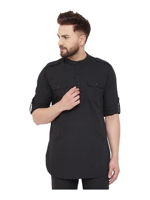 hypernation black cotton kurta