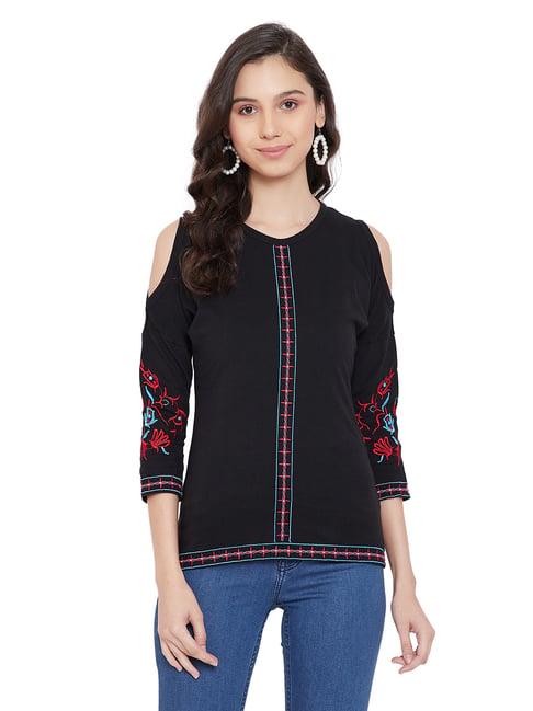 hypernation black embroidered top