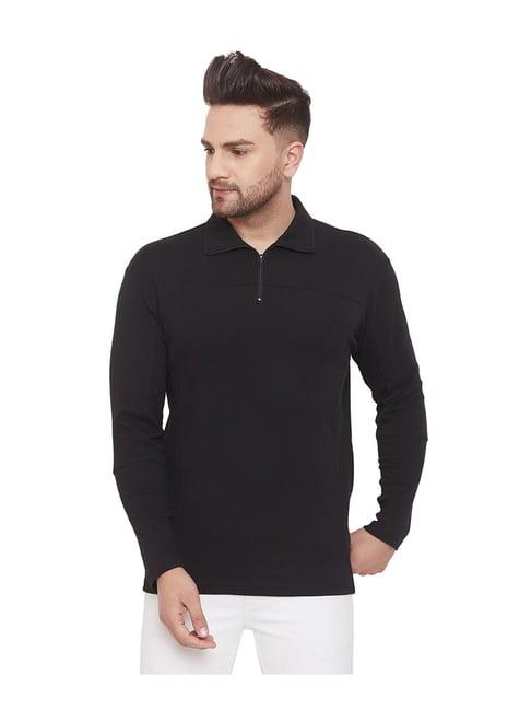 hypernation black regular fit polo t-shirt