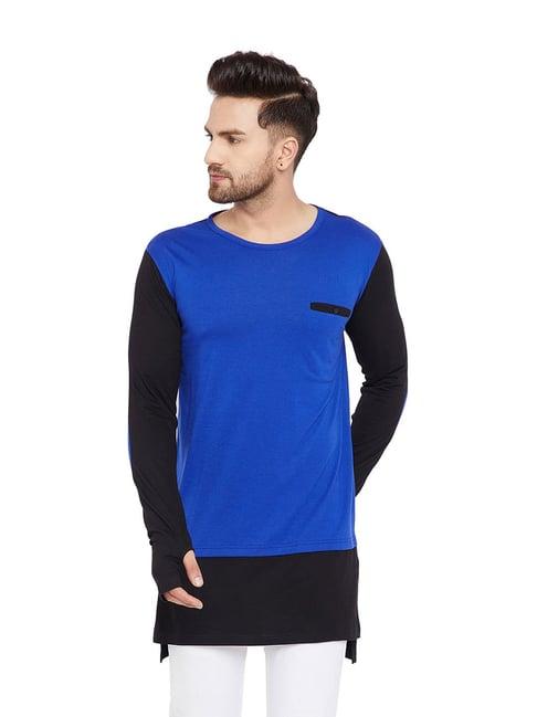 hypernation blue & black round neck regular fit t-shirt