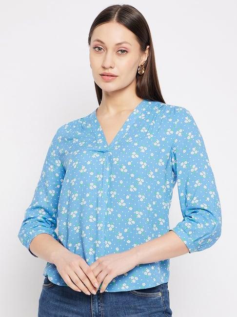 hypernation blue floral print top