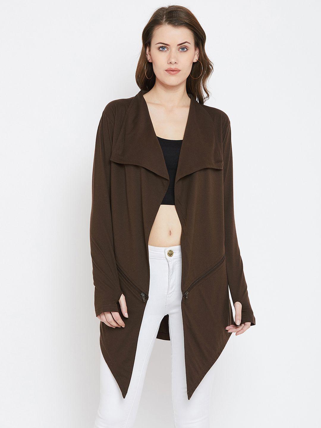 hypernation brown solid open front longline shrug