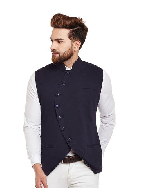 hypernation dark blue slim fit waistcoat