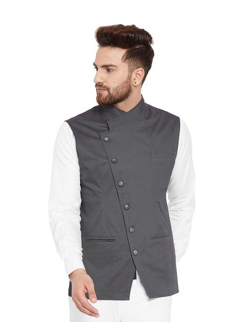 hypernation dark grey sleeveless cotton waistcoat