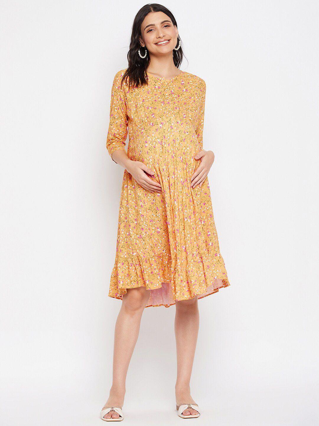 hypernation floral printed feeding & maternity empire dress