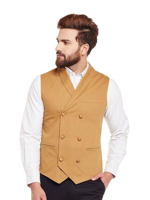 hypernation khaki shawl collar waistcoat