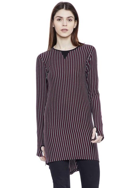 hypernation maroon & black striped tunic