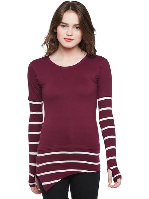 hypernation maroon & white striped t-shirt