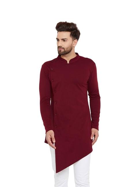 hypernation maroon mandarin collar kurta