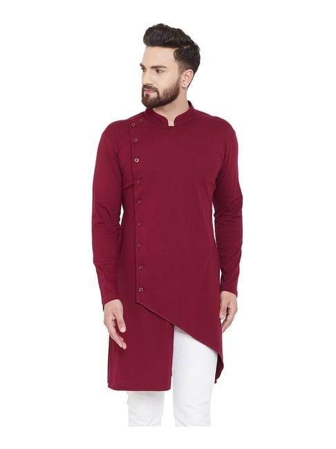 hypernation maroon mandarin collar kurta