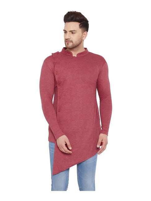 hypernation maroon mandarin collar kurta