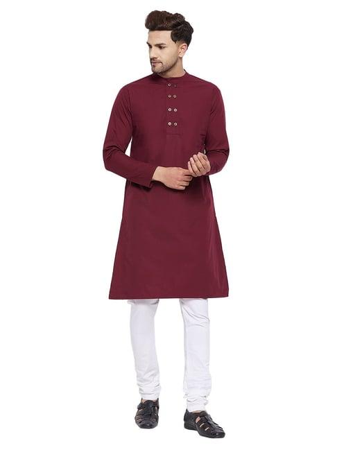 hypernation maroon mandarin collar kurta