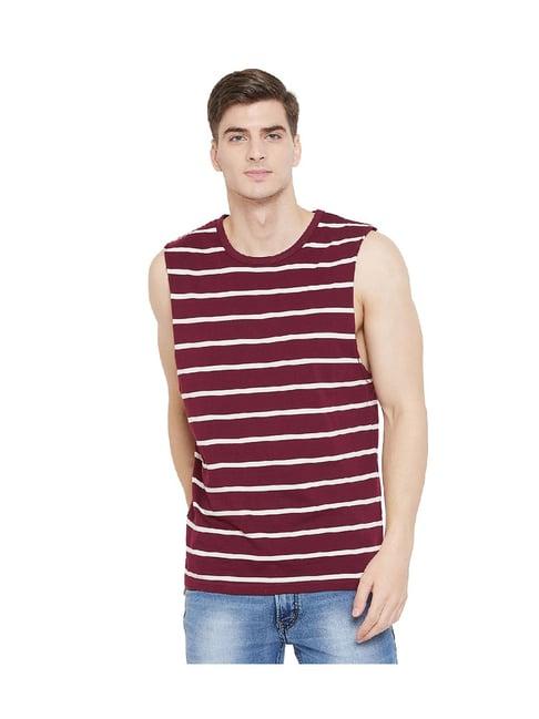 hypernation maroon stripes cotton t-shirt