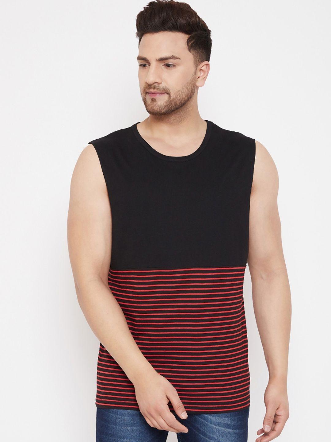 hypernation men red striped round neck t-shirt