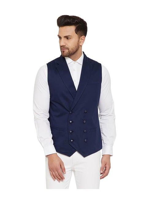 hypernation navy regular fit waistcoat