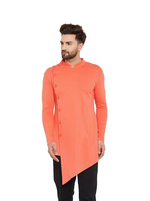 hypernation orange mandarin collar kurta