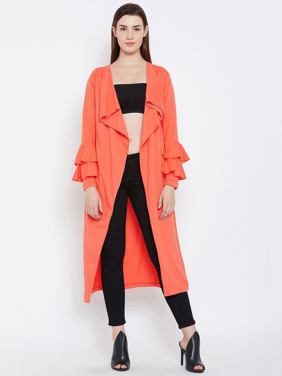 hypernation orange solid open longline front shrug