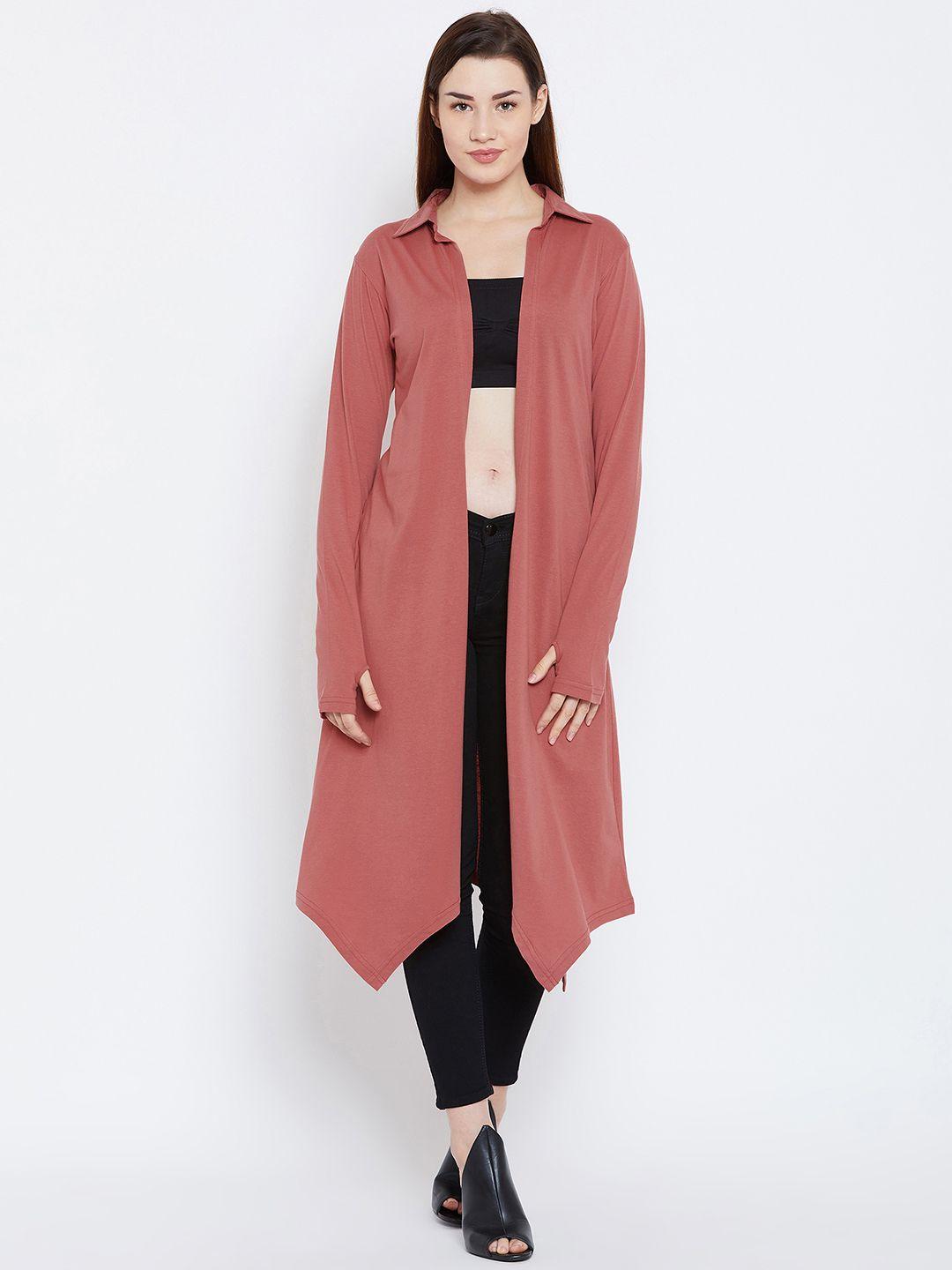 hypernation peach-coloured solid open front shrug