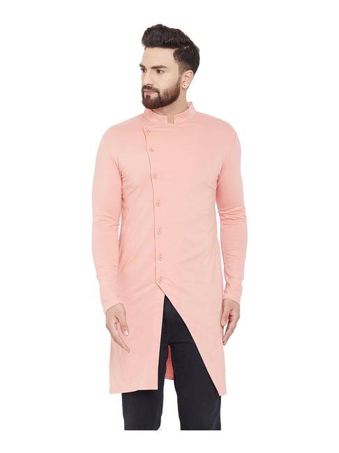 hypernation peach mandarin collar kurta