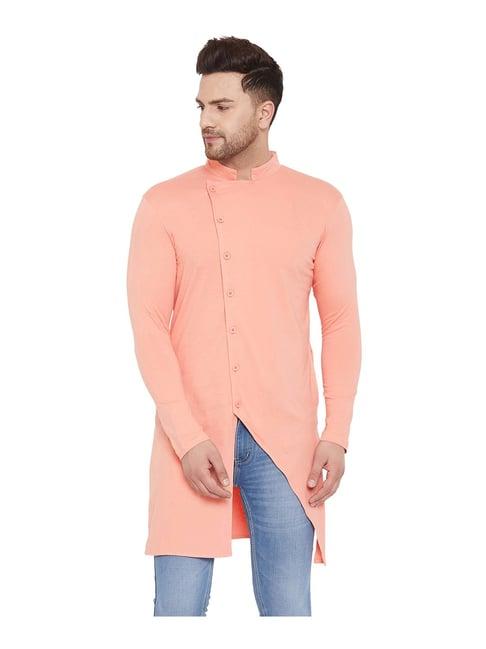 hypernation peach mandarin collar kurta