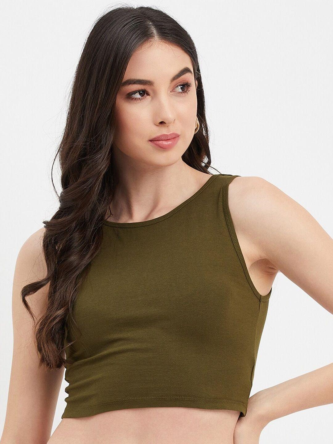 hypernation sleeveless fitted crop top