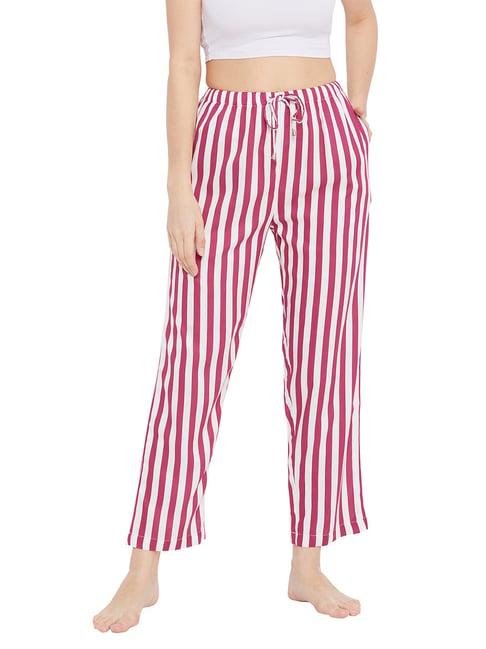 hypernation white & pink striped lounge pants