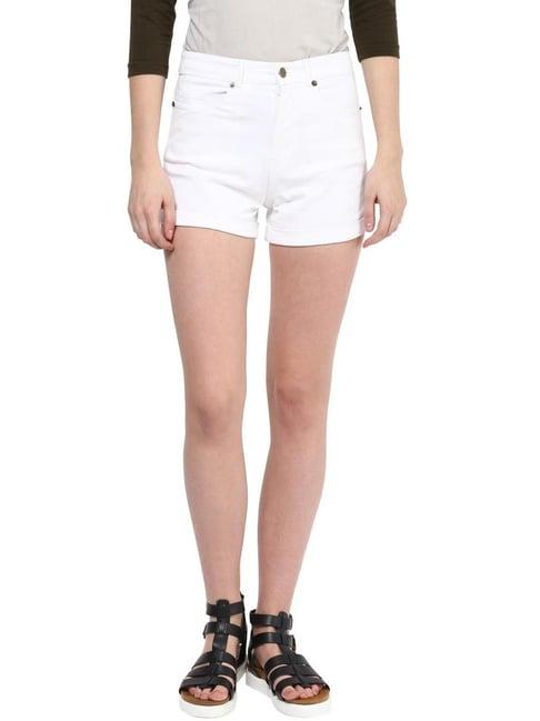 hypernation white regular fit shorts