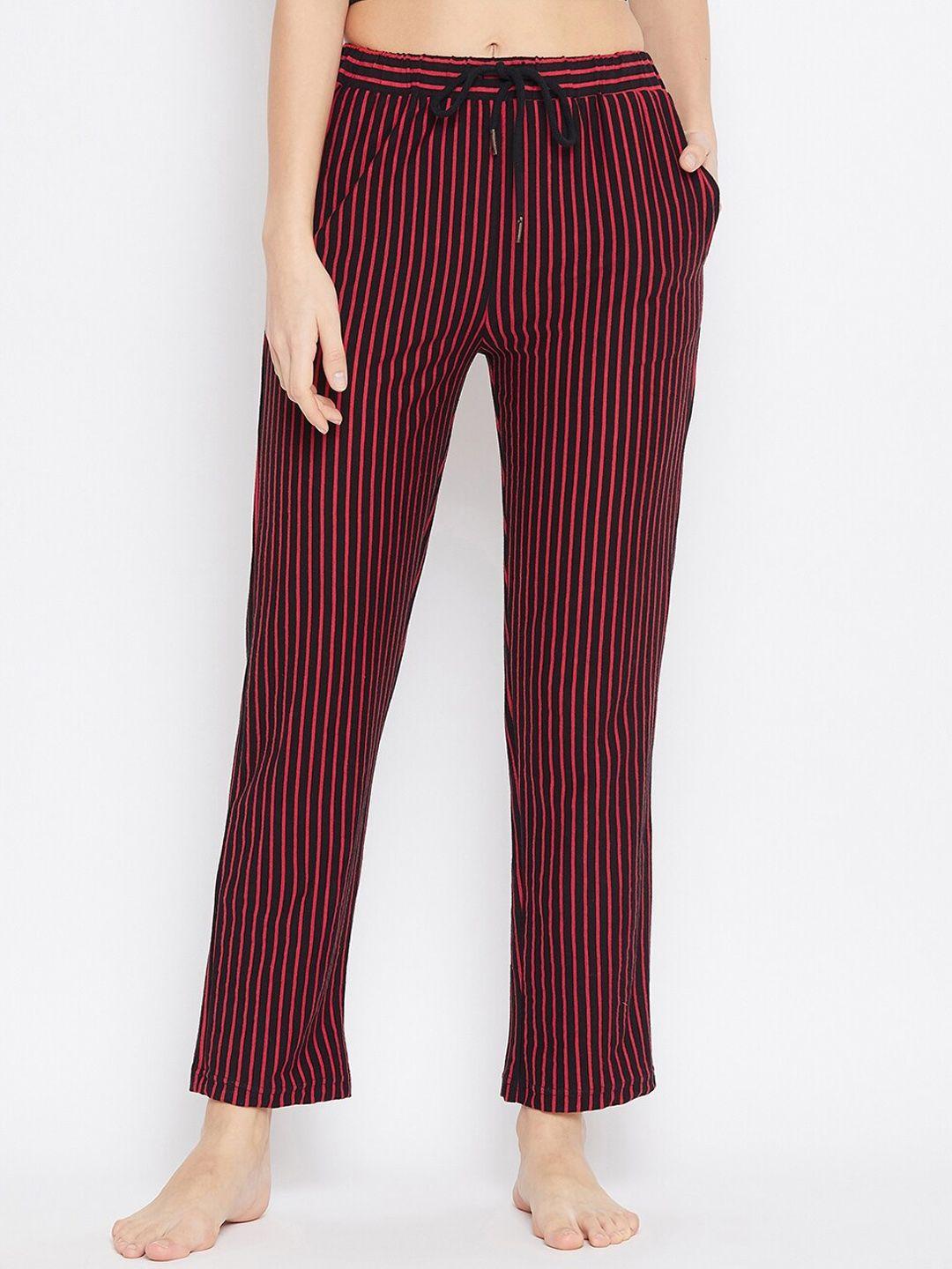 hypernation woman red and black striped lounge pant
