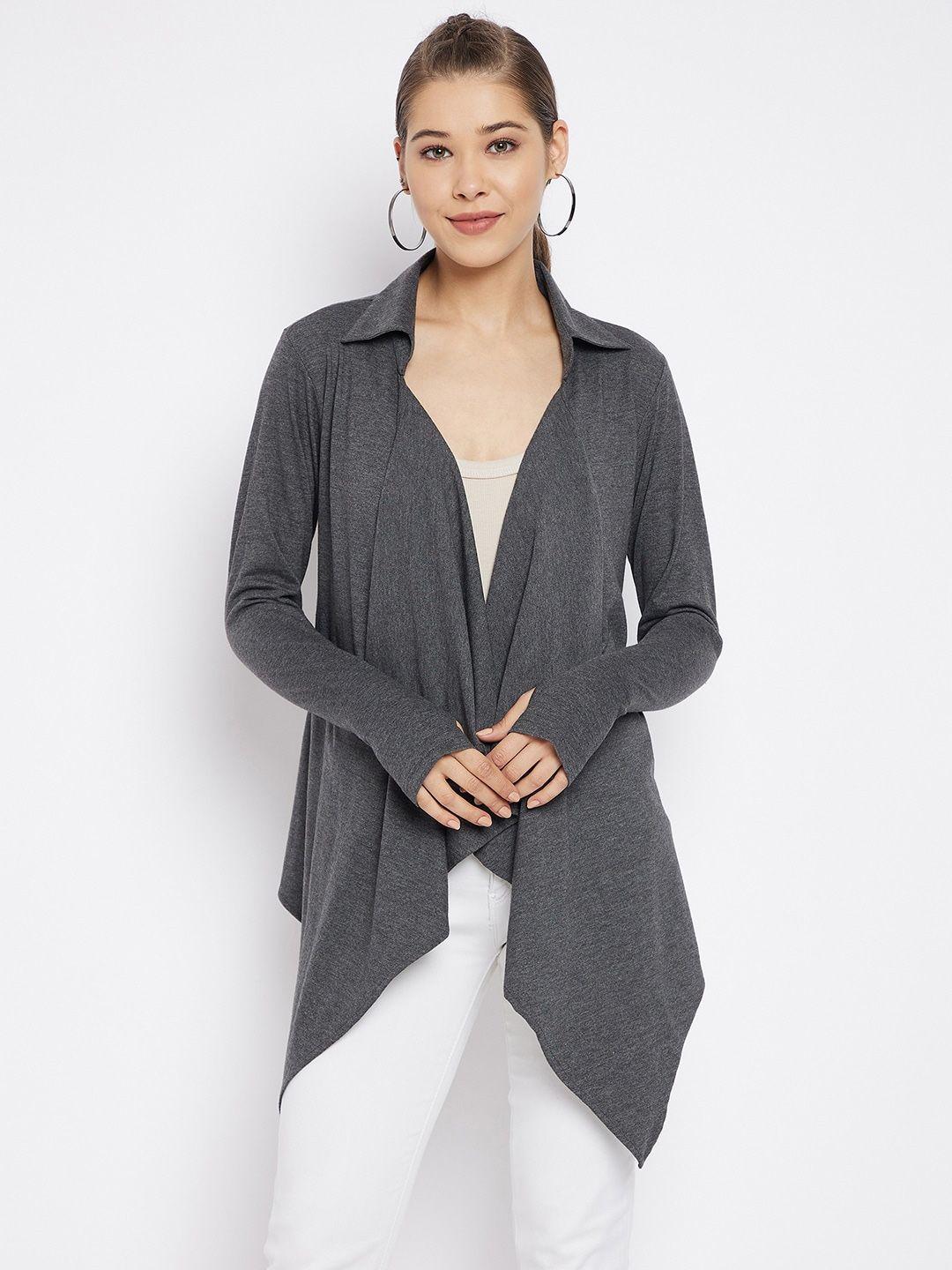 hypernation women charcoal open front shrug