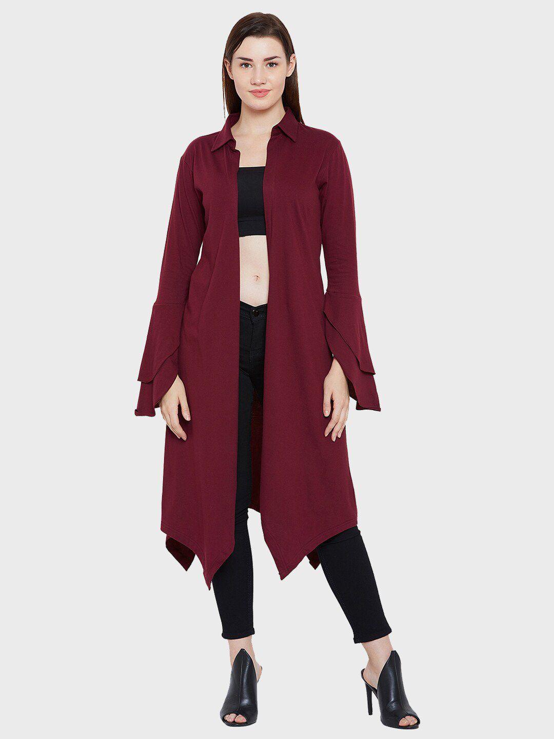 hypernation women maroon longline shrug