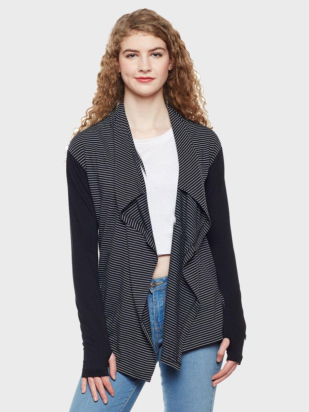 hypernation women pure cotton striped shrug