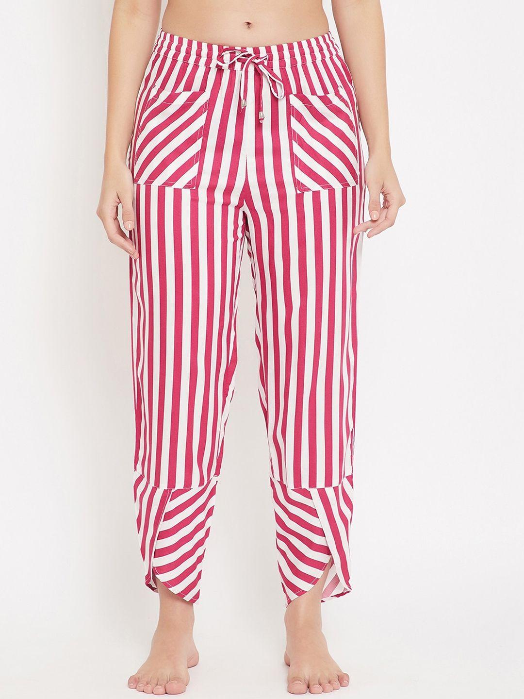 hypernation women red and white stripe print pyjamas