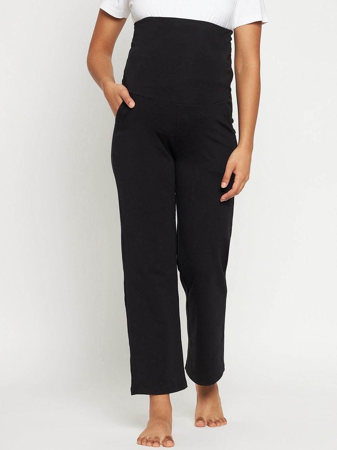 hypernation women relaxed straight fit high-rise maternity trousers